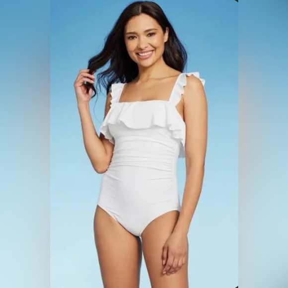 Kona Sol Other - Kona Sol White Ruffled Kids Bodysuit